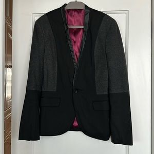 Zara Men Leather Look Black & Gray Blazer